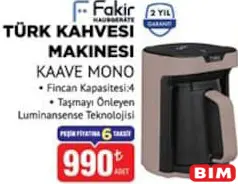 FAKİR KAAVE MONO TÜRK KAHVE MAKİNESİ